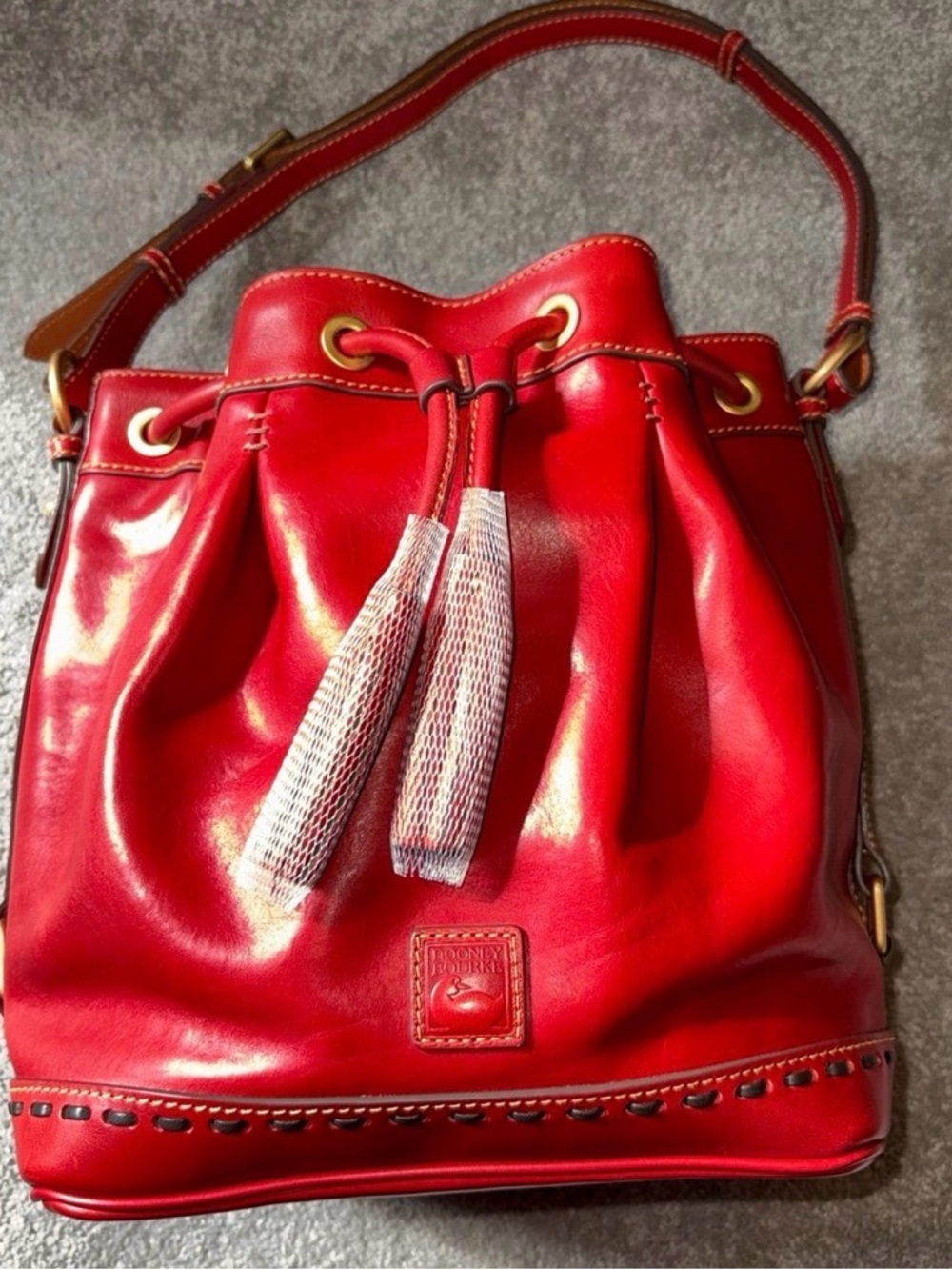 Dooney & Bourke Florentine Drawstring Bag in Red - Picture 8 of 12